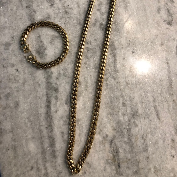 18k gold Cuban chain + bracelet